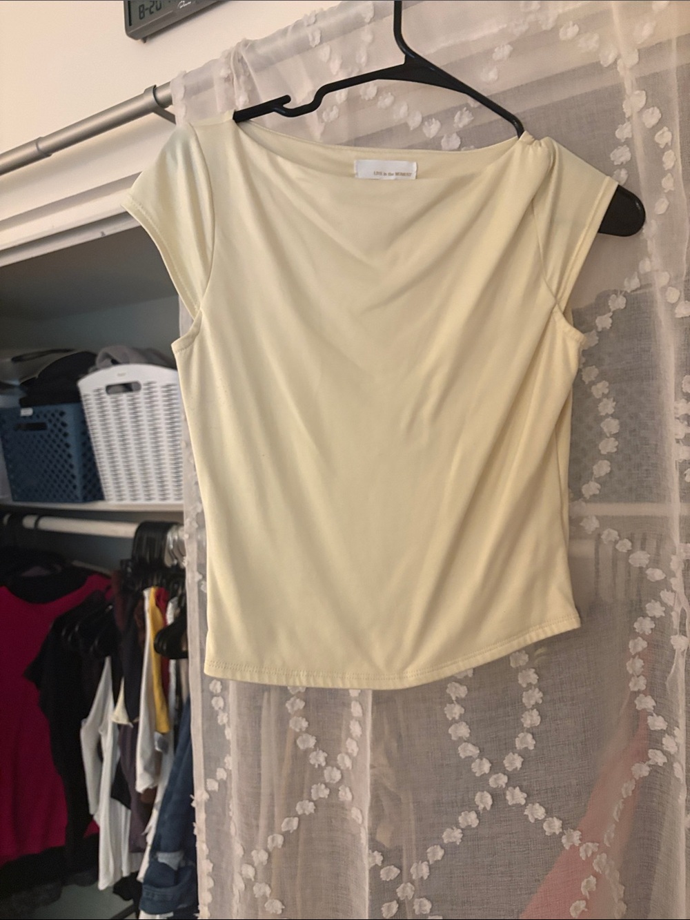 Women's Soft Light Yellow Boatneck Short Sleeve Top